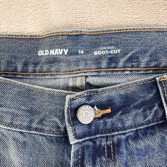 Old Navy Jeans Women’s 14 Low Rise Bootcut Blue‎ Distressed NWT Retro Y2K Cotton - Picture 4 of 8